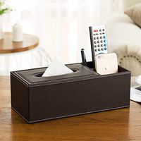 T-ZJHC Tissue Box Multi-Function Tissue Box Desktop Living Room Coffee Table, Long Shape 2 - Coffee Color Cowhide