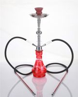 2 hose 21" Egypt Red Hookah Shisha Nargila water glass vase pipes smoke sale