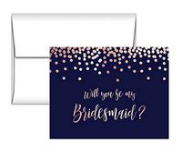 Navy and Rose Gold Bridesmaid proposals, Maid of Honor, Matron of Honor and Flower Girl Proposal Cards with envelopes