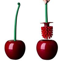 QJSHUA Cute Cherry-shaped Toilet Brush Set,Bathroom Compact Bracket Strong Brush with Heavy Base Clean Bowl