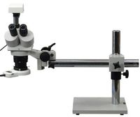 OMAX Digital 5X-10X-15x-20x-30x-60X Trinocular Single-Bar Boom Stand Stereo Microscope with 54 LED Ring Light and 1.3MP USB Digital Camera