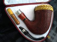 MASTERPIECE Teak wood and Meerschaum Calabash Pipe handcarved by CPW Pipes m5