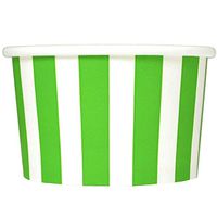 [50 Count] Green Paper Ice Cream Cups - 4 oz Striped Dessert Bowls - Comes In Many Colors & Sizes! Frozen Dessert Supplies