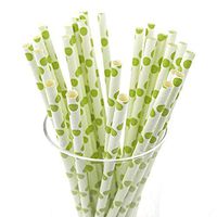 Homeford Firefly Imports Large Dots Paper Straws, 7-3/4-Inch, 25-Pack, Apple Green, 7-3/4"