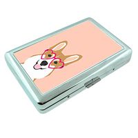 Glasses Corgi Em2 Hip Silver Cigarette Case Id Holder Metal Wallet 4" X 2.75" RFID Protection