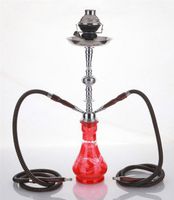 2 hose 23" Habibi Red Hookah Shisha Nargila water glass vase pipes smoke sale