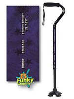 Adjustable Walking Cane Foam Handle Quad Footed Four Pointed Cane Tip US Navy Military