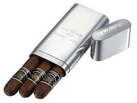 Personalized Livorno Polished Stainless Steel 3 Finger Cigar Case