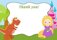 30 Blank Thank You Cards Notes Dinosaur T-rex Winter Princess Kids Girl Boy Birthday Party + 30 White Envelopes