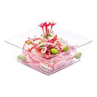 Modern Square Bowl, Plastic Square Bowl - Small - 4.3 Inch, 10 Ounce - Clear - Plastic - Disposable - 100ct Box - Restaurantware