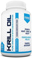 Krill Oil 1000mg with Astaxanthin 180 Caps Omega 3 6 9 - EPA DHA - 100% Purified, Mercury Free and Wild Caught - Non GMO - Gluten Free - Pure Krill Oil - Mega Dose Phospholipids (180 Capsules)