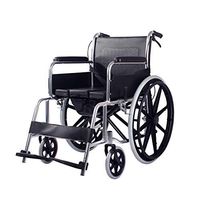 WenFei shop Multi-Function Folding Commode Transport Wheelchair with Handbrakes and Detachable Foot Pedal,Mobile Bathroom Shower Wheelchair for Elder Disabled Use