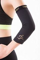 CopperSport Copper Compression Elbow Sleeve Support - Suitable for Athletics, Tennis, Golf, Basketball, Sports, Weightlifting, Joint Pain Relief, Injury Recovery (Single Sleeve), Black, Large