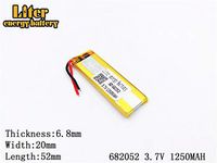 3.7V 1250mAh 682052 Lithium Polymer Ion Rechargeable Battery Lithium Polymer Li-Po Battery for MP4 GPS MP3 Bluetooth Stereo DIY Gift (682052)
