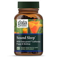 Gaia Herbs, Sound Sleep, Sleep Support, Non Habit Forming Herbal Sleep Aid, Kava Kava Root, Passionflower, Skullcap, California Poppy, Organic, Melatonin Free, Vegan Liquid Capsules, 60 Count