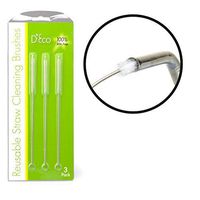 Deco 79 Straw Cleaning Brush - (3) Stainless Steel Brushes for Cleaning Reusable Drinking Straws and Sippy Cups