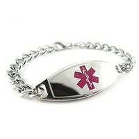 My Identity Doctor - Custom Engraved Medical ID Bracelet, 5mm 316L Steel for Teens, Adults - Medium - Purple - Wrist Size 7 Inch