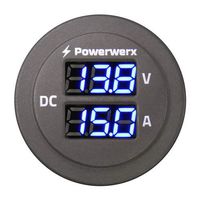 Valley Enterprises Powerwerx Panel Mount Combo Amp & Volt Meter with Blue Display for 6-30 Volt DC Power Systems