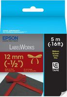 Epson LabelWorks Ribbon Tape Cartridge ~ 1/2-Inch Gold on Red (LC-4RKK5)