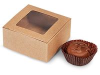 Kraft Window Candy Truffle Boxes 2-5/8x2-3/4x1-1/4" Holds 4 (3 Packs) (25/Pack)