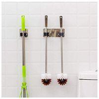 JQjian 2PC Wall Mounted Mop Mop Broom Holder Laundry Office Wall Mounted Mop Organizer Holder Brush Broom (Black)