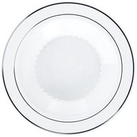 Fineline Settings 15-Piece Silver Splendor with Silver Round China-Like Bowl, 12-Ounce, White