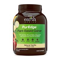 GNC Earth Genius PurEdge Plant-Based Gainer - Natural Vanilla, 14 Servings, 50 Grams of Plant-Based Protein
