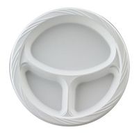 Huhtamaki HUH 82230 10.25" Popular Choice White 3 Compartment Plate (4 Packs of 125)