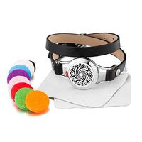 Aromatherapy 25Mm Stainless Steel Essential Oil Diffuser Bracelet Leather Locket Bracelet With 8 Color Pads