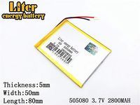 3.7V 2800mAh 505080 Lithium Polymer Ion Rechargeable Battery Lithium Polymer Li-Po Battery for MP4 GPS MP3 Bluetooth Stereo DIY Gift