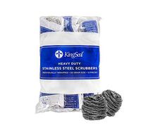 KingSeal Stainless Steel Scrubbers, Scrub Pads, Heavy Duty, 50 Gram Weight, Individually Wrapped (1 Pack of 12 scrubbers)