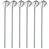 6 Piece Cocktail Spoons, Sacow 2 in 1 Stainless Steel Metal Drinking Straw Reusable Straws Cocktail Spoons Set