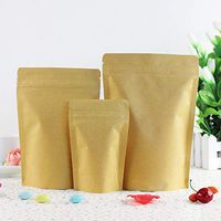Kraft Paper Zip Lock Stand Up Aluminum Foil Package Bag Packaging Pouches With Tear Notch Doypack Kraft Paper Mylar Packing Pocket Reusable Grocery Bags (150, 17x24+4CM(6.69"x9.45"+1.57"))