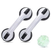 GreenChief Suction Grab Bar 2 Pack -12” Shower Handle & Bathroom Balance Bar wit - Grip Bath for Bathroom - Safety Hand Rail Support - Handicap, Elderly, Injury, Senior Assist Bath Handle, Cup 4"