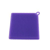 Digood 1Pcs Antibacterial Silicone Non Stick Dishwashing Brush Sponge Scrubber Towel For Kitchen Wash Pot Pan Dish Bowl Fruit and Vegetable Cleaning Tool (Purple)