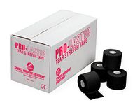 Cramer Pro-Lastic Stretch Tape, Easy Tear Athletic Tape, Flexible Elastic Tape with Premium Adhesive, Support for Wrist & Ankle Injury Taping, Athletic Training Supplies, Compression Wrap, Bulk Case, Black, 16 rolls