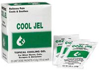 Topical Cool Gel. Case of 600 Burn Relief Gel. 3.5 g Cool Jel in Individual Packets. Glycerin Wound Debridement. Tea Tree Oil Liquid for sunburns, scalds, cuts.