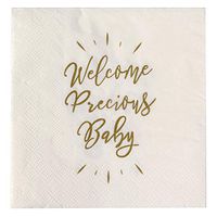 Sweet Details Party Co. 'Welcome Precious Baby' Metallic Gold Napkins 50 Pack 5x5 in for - Baby Shower, Gender Reveal, Baby Welcome Announcement, Sprinkle, Baptism Celebration - Boys or Girls