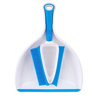 MR. SIGA Soft Bristle Brush/Scrubber with Dustpan, Blue & White