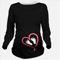 Meolin Pregnant Women Long-Sleeved T-shirt Ladies Long Sleeve Tops Comfy Pullover T Shirts,black,M