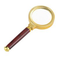 uxcell Magnifying Glass, 60mm 6X Handheld Magnifier,Read Magnifying Loupe Glasses w immitating padauk Wood Handle,Gold Tone, for Book Read, Hobby, Jewelry, Antiques, Coins