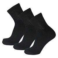 Big and Tall Diabetic Neuropathy Ankle Socks, King Size Mens Athletic Socks (13-16, Quarter Black) - 3 pairs