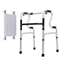 Standard Walker Elderly People with PE Sitting Board,Exchangeable Fixed Dual Purpose,Height Adjustable Folding Aluminum Alloy Disabled Person Walking Rehabilitation Equipment,WithoutWheel