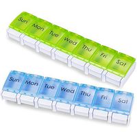 Weekly Pill Organizer, 7 Days Pill Organizer with Easy Open, BPA Free Travel Pill Case for Fish Oil, Calcium Tablets and Other Vitamin Pills, Prescription Arthritis Pill, Supplements (Blue & Green)