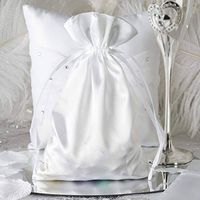 Efavormart 60PCS White Satin Gift Bag Drawstring Pouch Wedding Favors Bridal Shower Candy Jewelry Bags - 6"x 9"