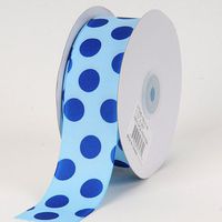 Light Blue with Royal Dots Grosgrain Ribbon Jumbo Dots 1-1/2 inch 25 Yards