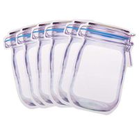 MISAZ 10 Pieces Jar Shape Zipper Bag, 650ML Resealable Food Storage Bags for Store Snacks, Nuts, Fruits, Cookies, Sandwich, Keep Fresh, Blue