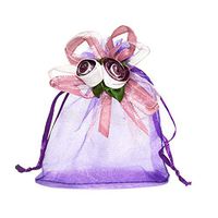 LanTian Organza Bags, 50pcs 4.7x3.9 Inches Gift Bags Organza Drawstring Pouch for Jewelry Birthday Wedding Party Favors Gift Candy Bag Christmas Thanksgiving Halloween (Purple)