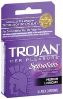 Trojan Her Pleasure Sensations Lubricated Latex Condoms-3 ct (Quantity of 9)