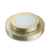 Posh Setting Imperial Collection Combo Pack China Look White/Gold Plastic Plates (Includes 20 10.25'' Dinner Plates and 20 7.25'' Salad Plates) Fancy Disposable Dinnerware
